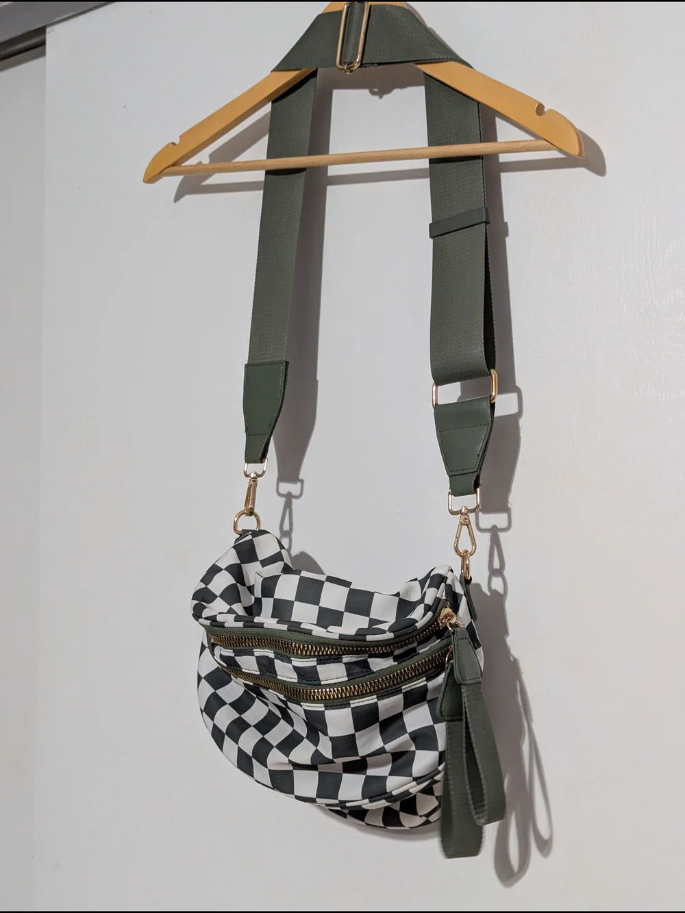 Checkerboard Crossbody Bag in Black & White